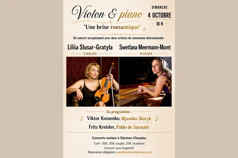 4 et 11 octobre – Concerts Liliia Slusar-Gratyla et Swetlana Meermann-Muret